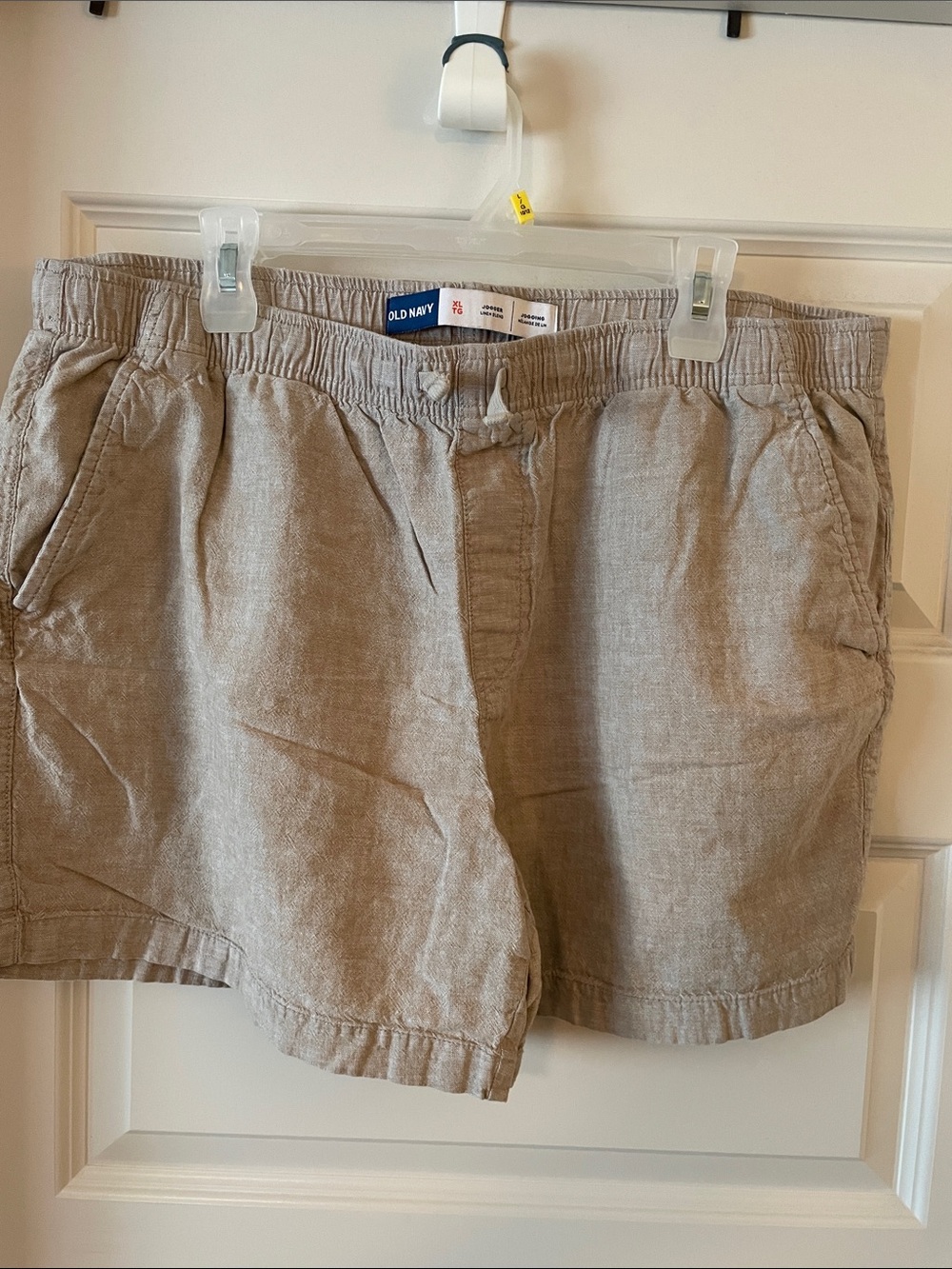 Old Navy Men’s Light Khaki Flat-Front Elastic Waist Shorts